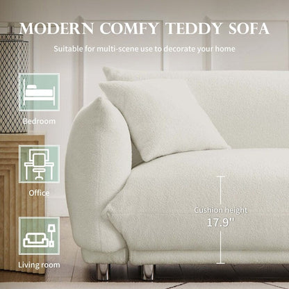 Divano Teddy Velvet Large Bread con cuscini bianchi 86.5
