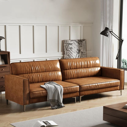 Divano componibile in pelle oliata 86.61, divano a 2 posti dal design moderno, mobili per soggiorno comodi ed eleganti