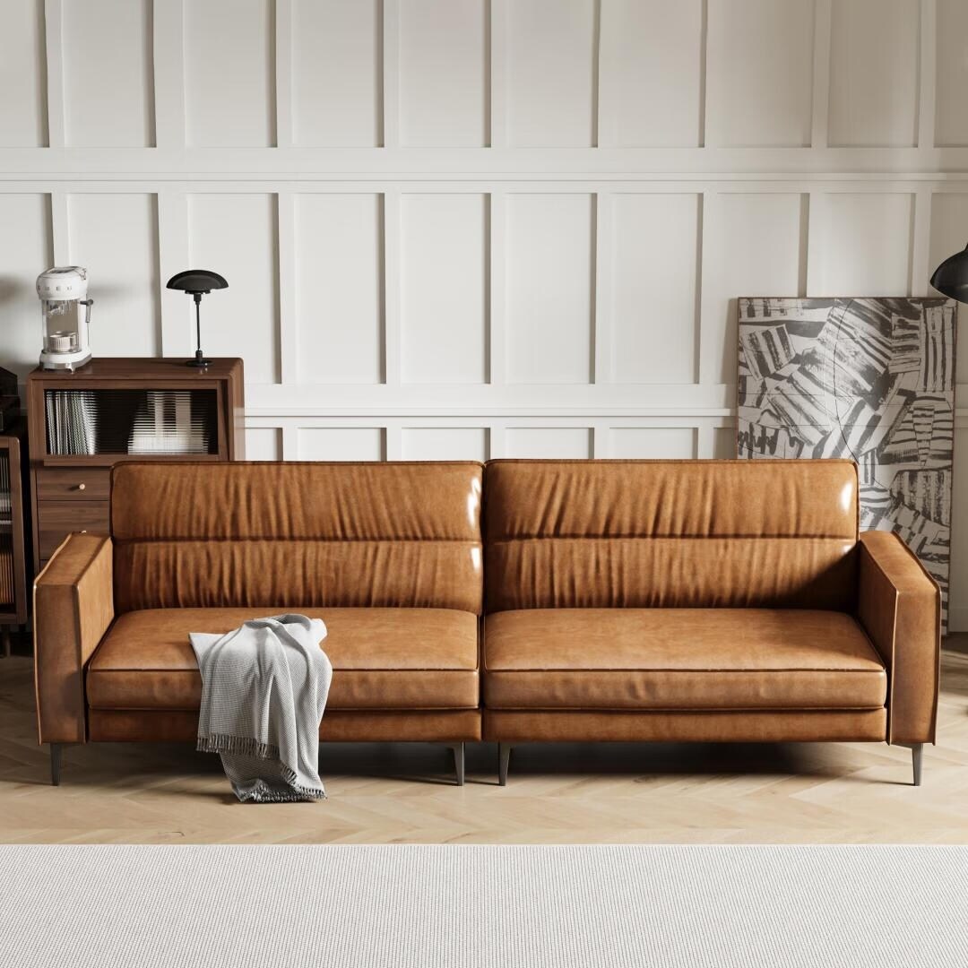 Divano componibile in pelle oliata 86.61, divano a 2 posti dal design moderno, mobili per soggiorno comodi ed eleganti