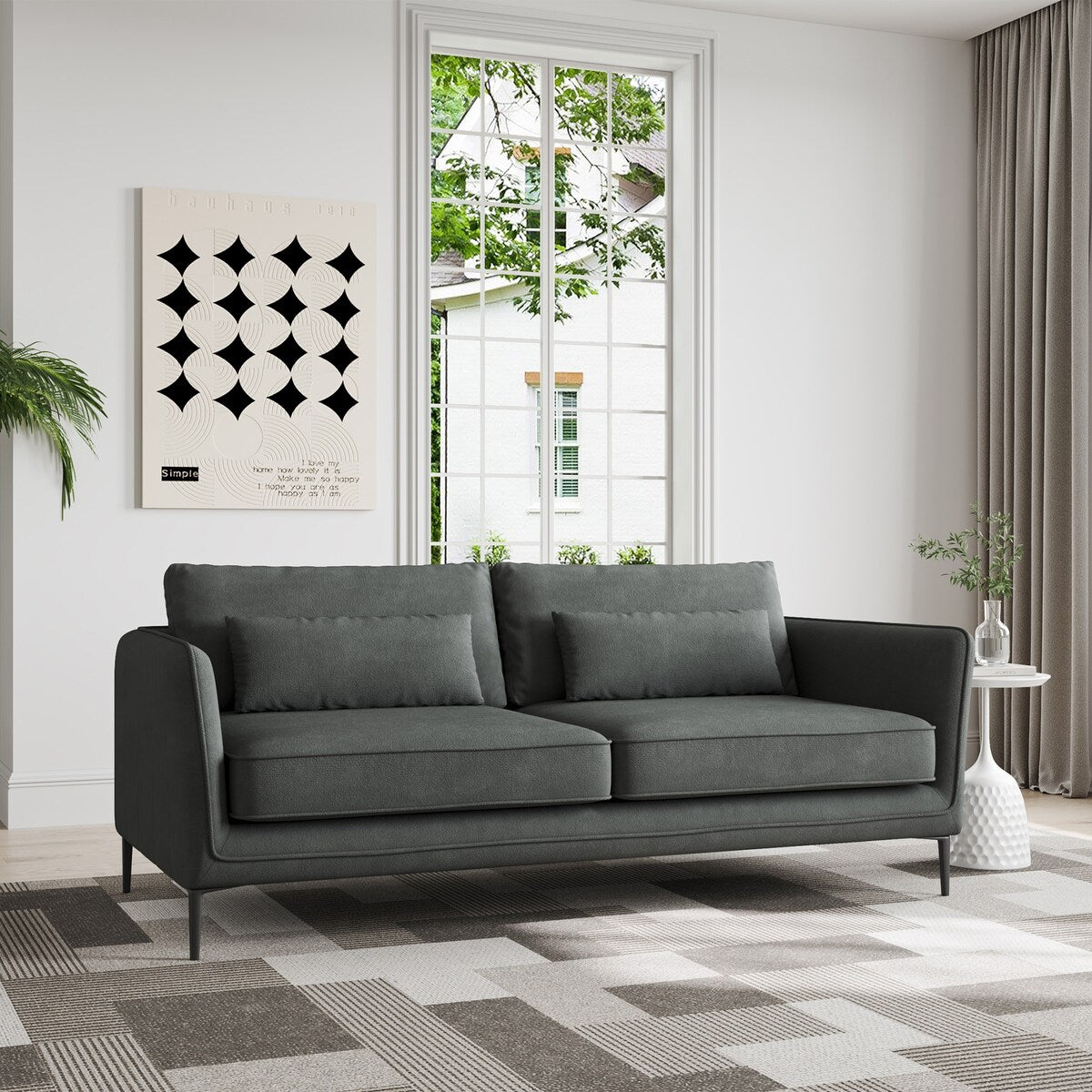 86.61Divano moderno minimalista antigraffio e impermeabile, grigio scuro