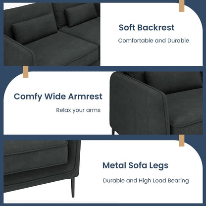 86.61Divano moderno minimalista antigraffio e impermeabile, grigio scuro