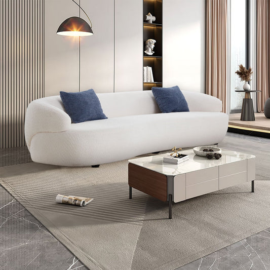 Divano moderno curvo imbottito in tessuto da 86,61 pollici a 3 posti