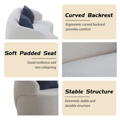 Divano moderno curvo imbottito in tessuto da 86,61 pollici a 3 posti