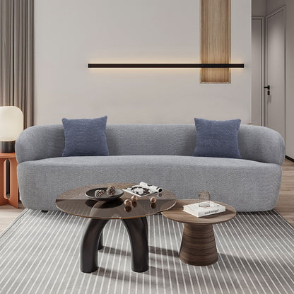 Divano moderno curvo imbottito in tessuto da 86,61 pollici a 3 posti