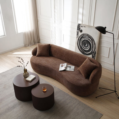 Divano moderno curvo imbottito in tessuto da 86,61 pollici a 3 posti