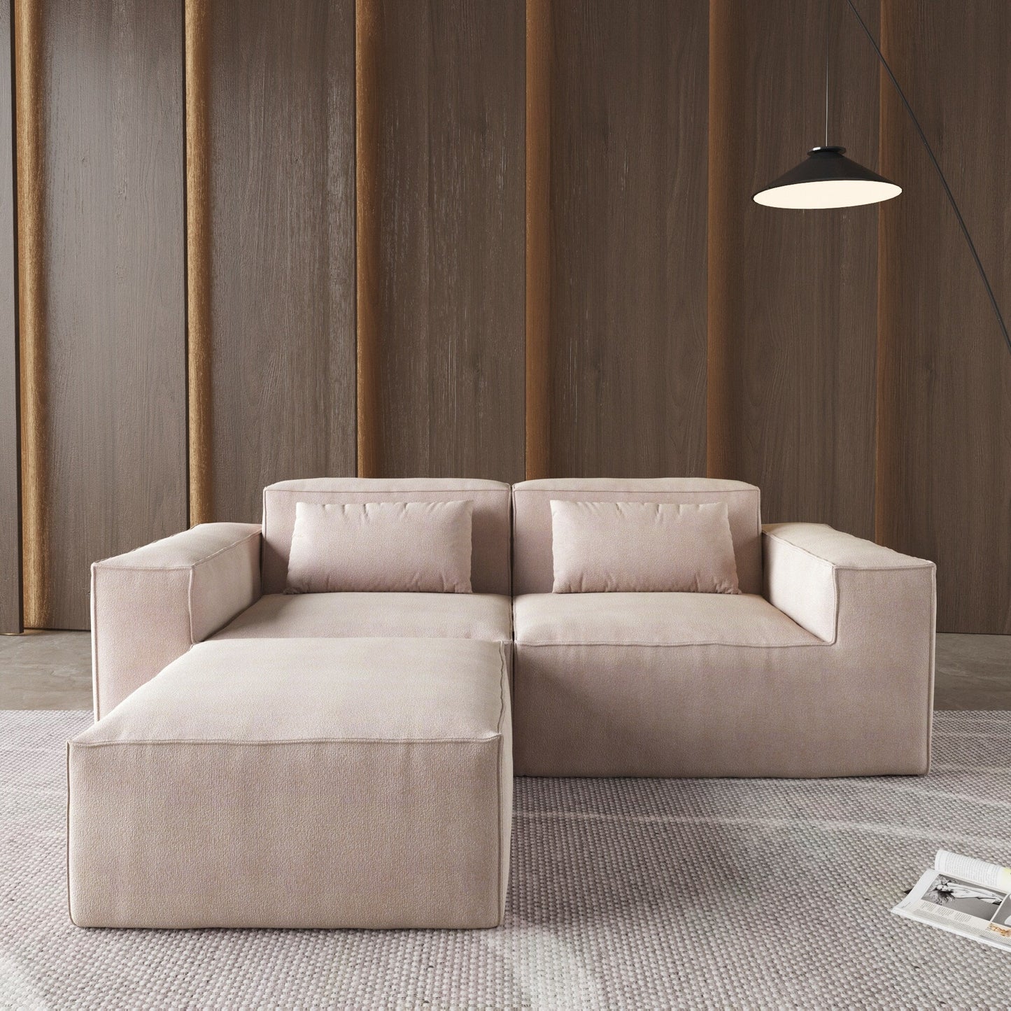 Divano componibile modulare da 86,62 pollici, divano con seduta a due posti, divani moderni e comodi in velluto a coste con chaise longue reversibile