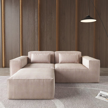 Divano componibile modulare da 86,62 pollici, divano con seduta a due posti, divani moderni e comodi in velluto a coste con chaise longue reversibile