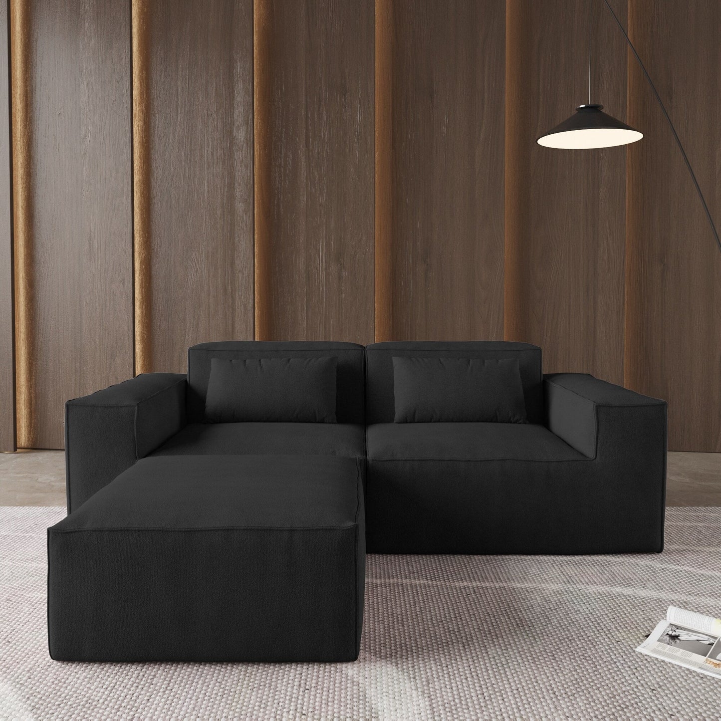 Divano componibile modulare da 86,62 pollici, divano con seduta a due posti, divani moderni e comodi in velluto a coste con chaise longue reversibile