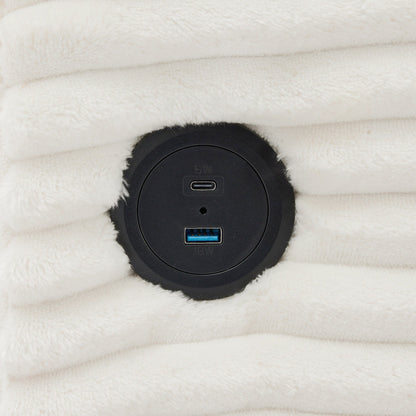 Divano reversibile a L da 86,6 posti in velluto a coste con ricarica USB-C e tasca portaoggetti per soggiorno