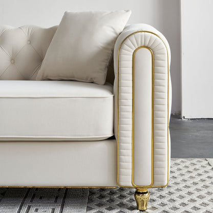 Divano moderno di lusso da 86'' con 2 cuscini decorativi per soggiorno e camera da letto