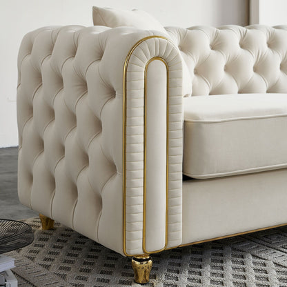 Divano moderno di lusso da 86'' con 2 cuscini decorativi per soggiorno e camera da letto