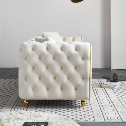 Divano moderno di lusso da 86'' con 2 cuscini decorativi per soggiorno e camera da letto