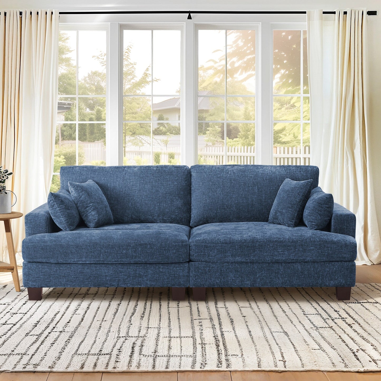 Divano moderno imbottito a 3 posti da 87 pollici, design in ciniglia per soggiorno