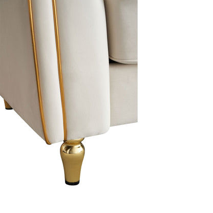 Divano moderno classico a 3 posti in velluto a coste 87.01 con struttura in legno di pino massello, include 2 cuscini decorativi