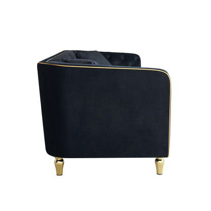 Divano moderno classico a 3 posti in velluto a coste 87.01 con struttura in legno di pino massello, include 2 cuscini decorativi