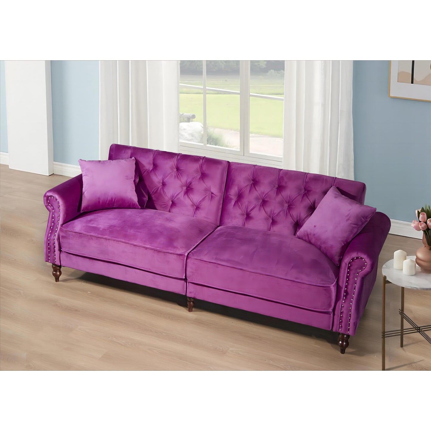 Divano letto futon convertibile in velluto da 87,8''