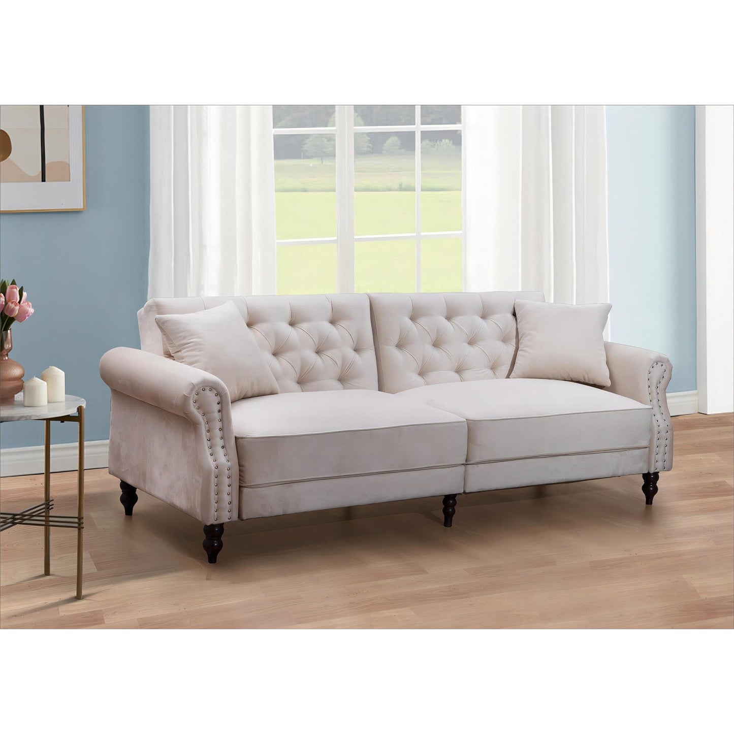 Divano letto futon convertibile in velluto da 87,8''