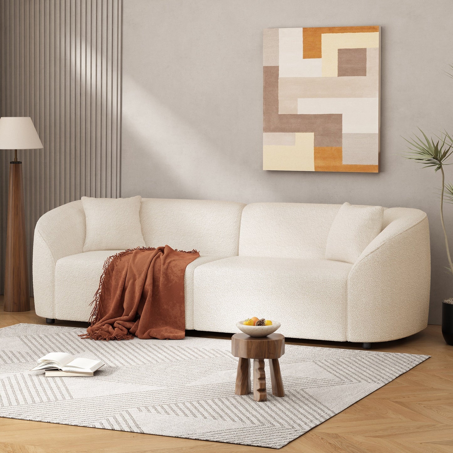 Divano contemporaneo curvo 87: seduta morbida, design aerodinamico e struttura resistente, ideale per spazi abitativi eleganti