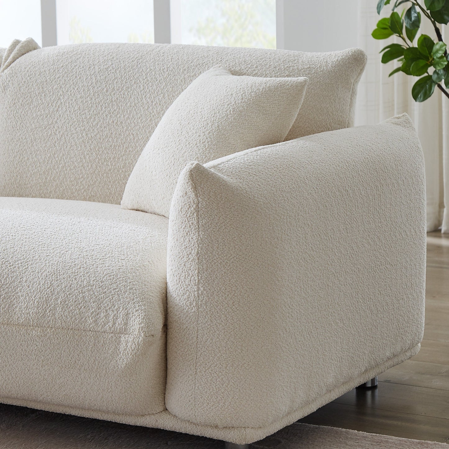 Divano moderno a 3 posti in lana d'agnello da 87'' con gambe in metallo