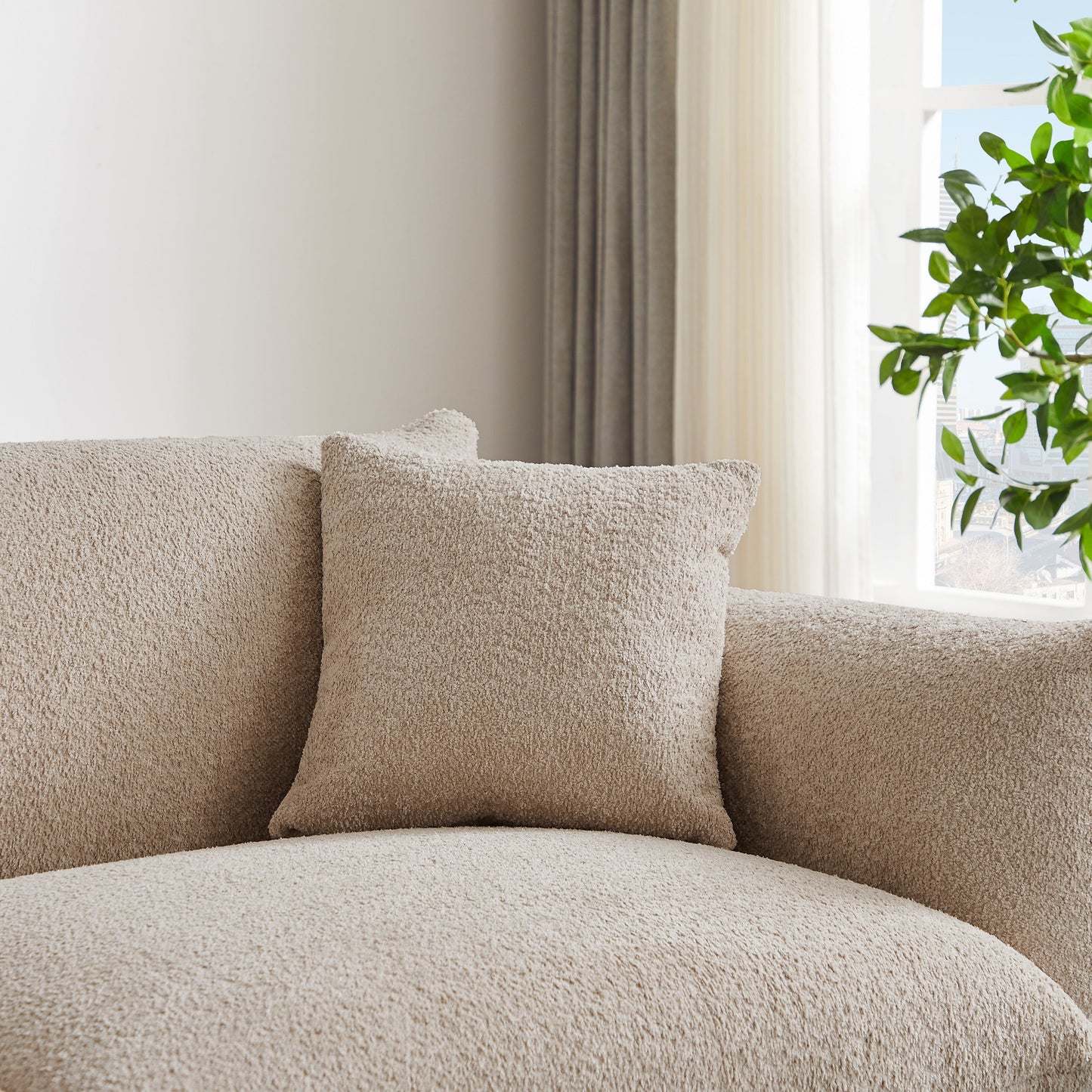 Divano moderno a 3 posti in lana d'agnello da 87'' con gambe in metallo