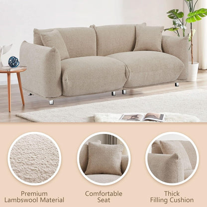 Divano a due posti oversize da 87'' con gambe in metallo, struttura in legno massello e 2 cuscini