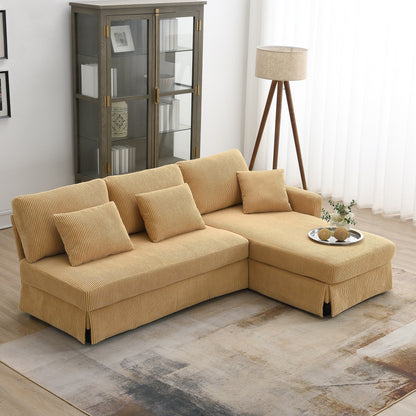 Divano letto trasformabile salvaspazio a 3 posti a forma di L, imbottito, da 87'', con chaise longue reversibile e 3 cuscini.