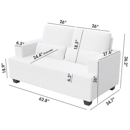 Divano a 3 posti in tessuto da 88,4'': cuscini dello schienale rimovibili, seduta profonda e robusta struttura in acciaio e legno massello