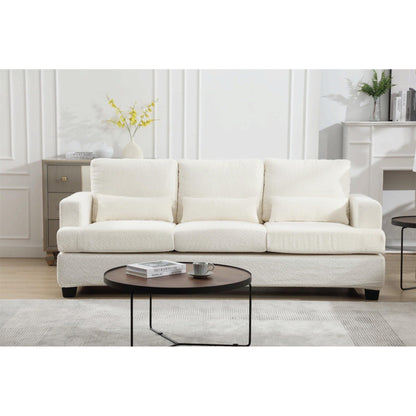 Divano a 3 posti in tessuto da 88,4'': cuscini dello schienale rimovibili, seduta profonda e robusta struttura in acciaio e legno massello