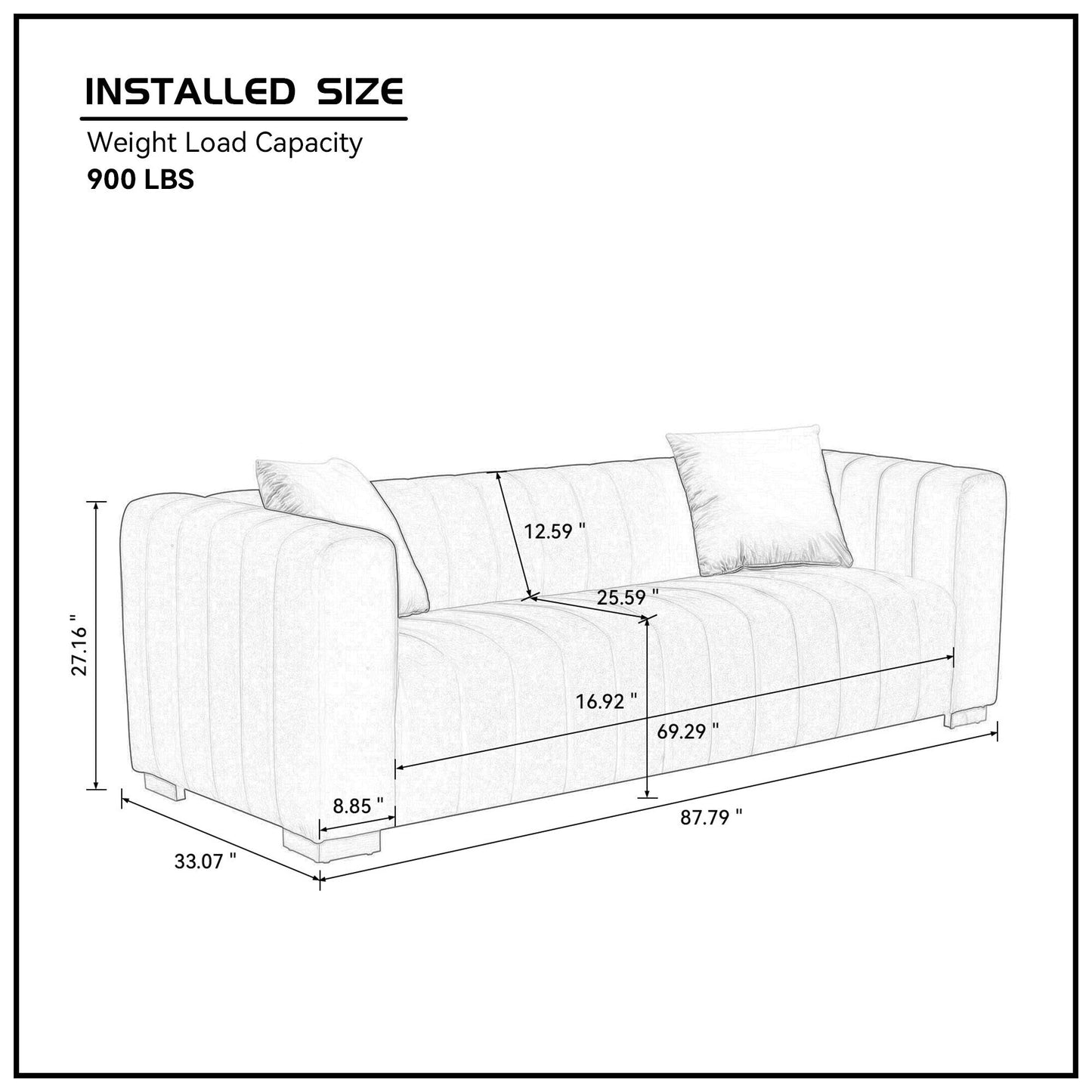 Divano 88 in velluto a 3 posti con corrimano rotondi e gambe in metallo dorato