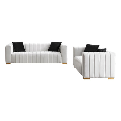 Divano 88 in velluto a 3 posti con corrimano rotondi e gambe in metallo dorato