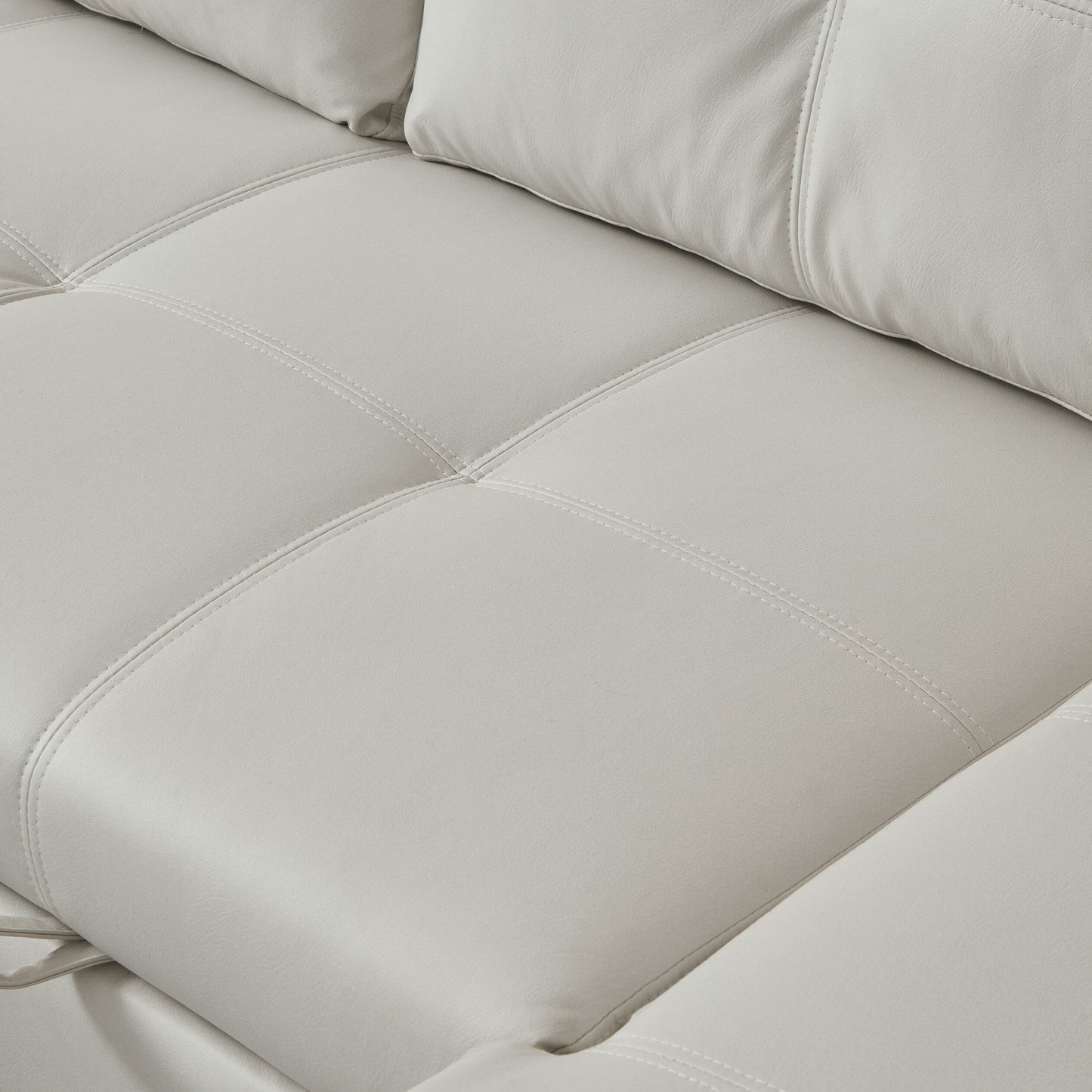 Divano letto trasformabile da 88'' a 3 posti con chaise longue contenitore, letto estraibile, finiture con borchie