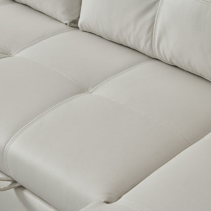 Divano letto trasformabile da 88'' a 3 posti con chaise longue contenitore, letto estraibile, finiture con borchie argentate, comoda imbottitura in spugna