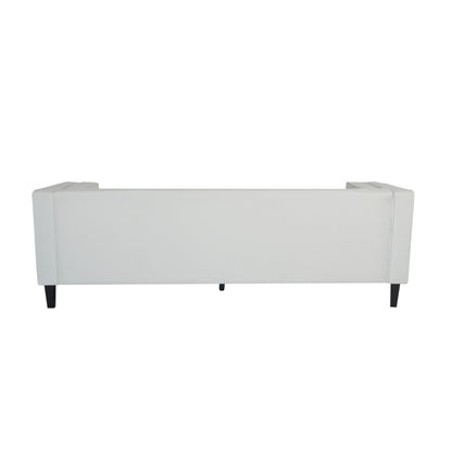 Divano a 3 posti in velluto con bottoni, gambe in legno e struttura in legno massello essiccato in forno, per soggiorno, 89,75 €