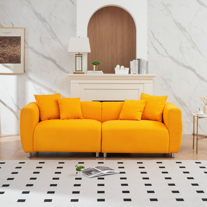 Divano 89 a 3 posti - Divano moderno per soggiorno con struttura in legno massello, gambe in metallo e 4 cuscini