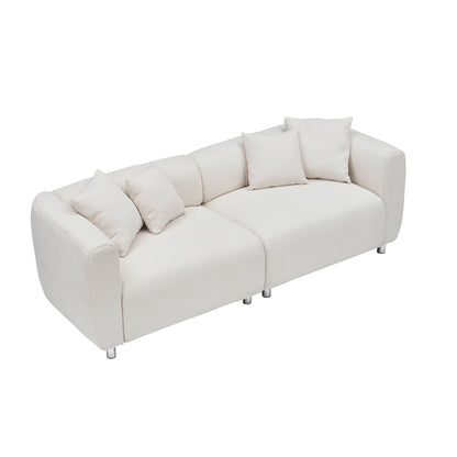 Divano 89 a 3 posti - Divano moderno per soggiorno con struttura in legno massello, gambe in metallo e 4 cuscini