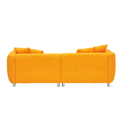 Divano 89 a 3 posti - Divano moderno per soggiorno con struttura in legno massello, gambe in metallo e 4 cuscini