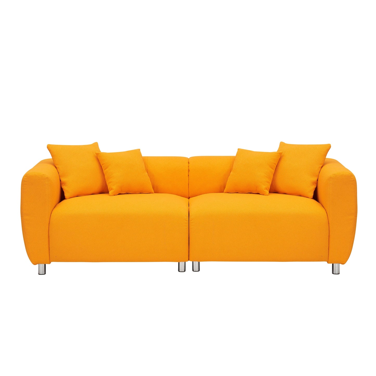 Divano 89 a 3 posti - Divano moderno per soggiorno con struttura in legno massello, gambe in metallo e 4 cuscini