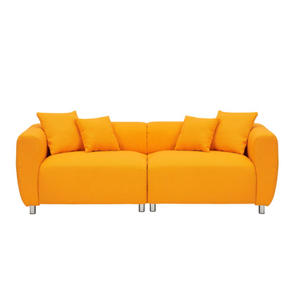 Divano 89 a 3 posti - Divano moderno per soggiorno con struttura in legno massello, gambe in metallo e 4 cuscini