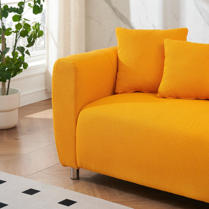 Divano 89 a 3 posti - Divano moderno per soggiorno con struttura in legno massello, gambe in metallo e 4 cuscini