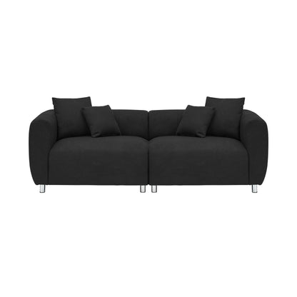 Divano 89 a 3 posti - Divano moderno per soggiorno con struttura in legno massello, gambe in metallo e 4 cuscini