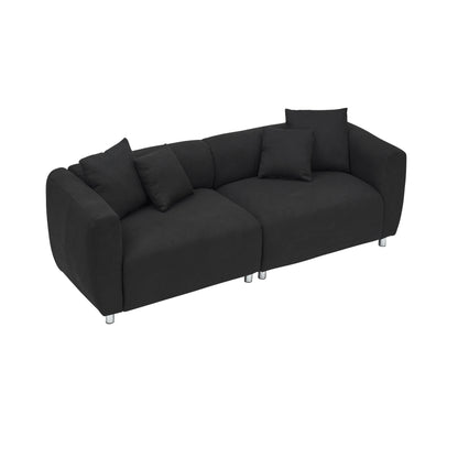 Divano 89 a 3 posti - Divano moderno per soggiorno con struttura in legno massello, gambe in metallo e 4 cuscini