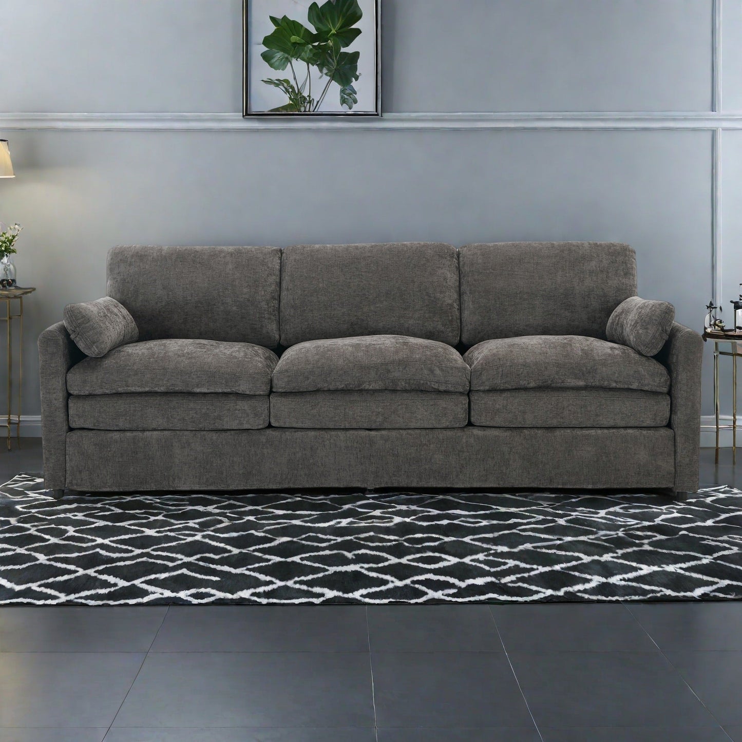 Divano 89 Chenille a 3 posti con cuscini a doppio strato per soggiorno