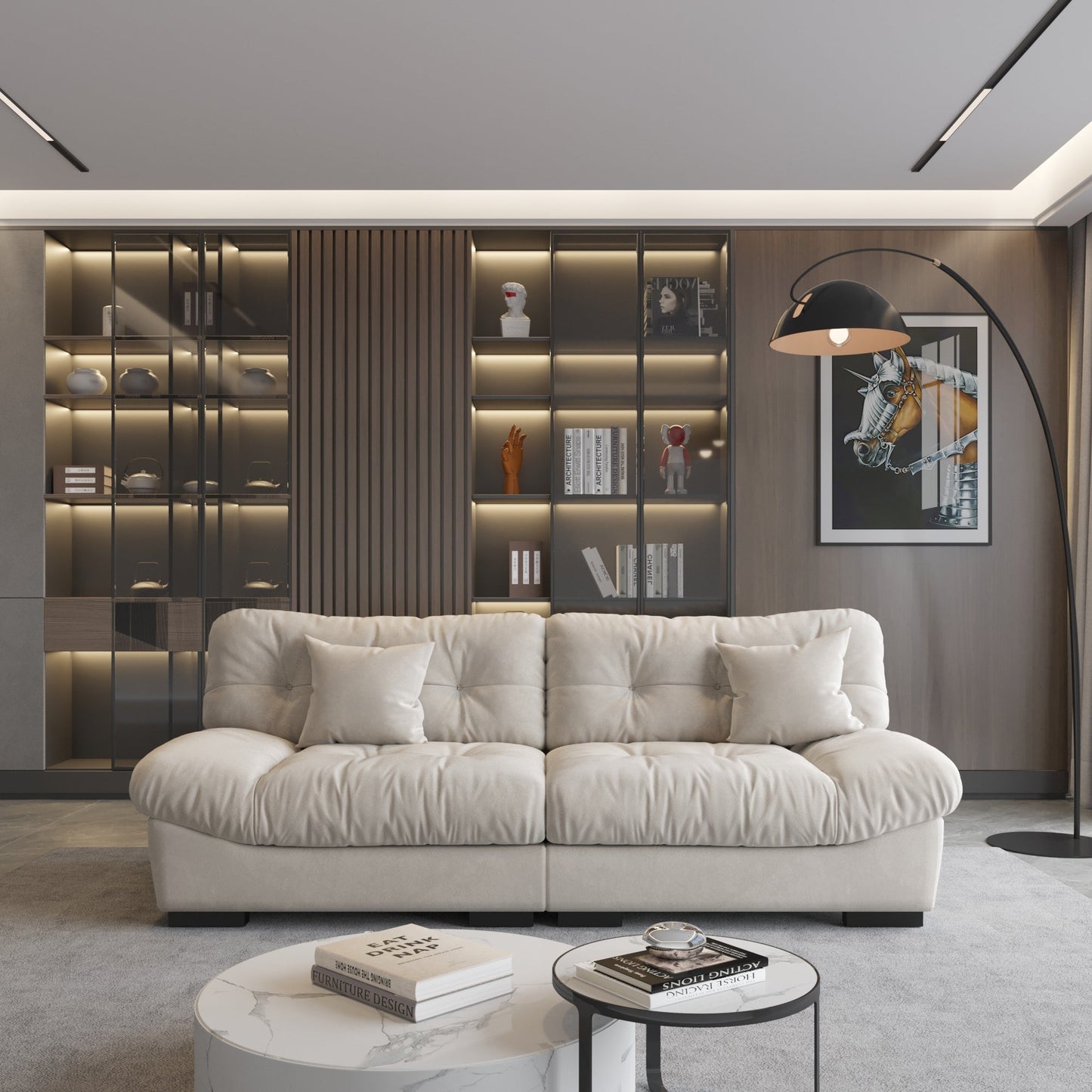 89 divani componibili Fluffy Cloud, divani moderni e minimalisti con due cuscini