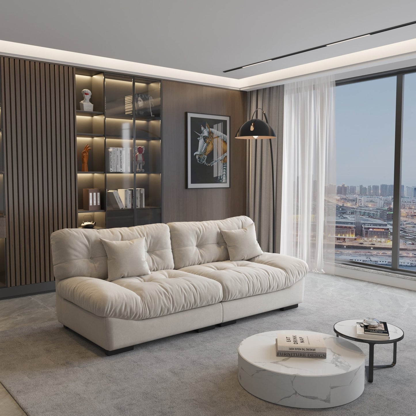 89 divani componibili Fluffy Cloud, divani moderni e minimalisti con due cuscini