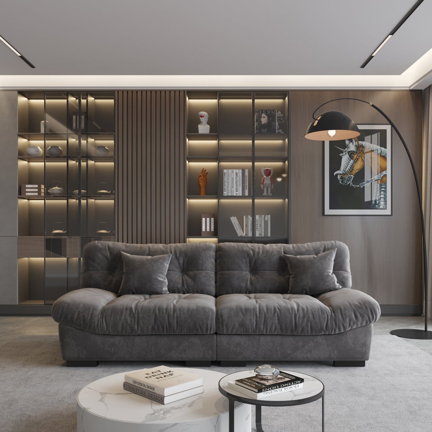 89 divani componibili Fluffy Cloud, divani moderni e minimalisti con due cuscini