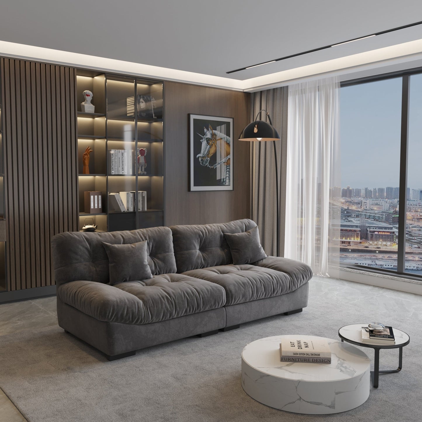 89 divani componibili Fluffy Cloud, divani moderni e minimalisti con due cuscini