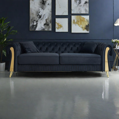 Divano a 3 posti in velluto 89 con due cuscini di seduta e due cuscini di appoggio