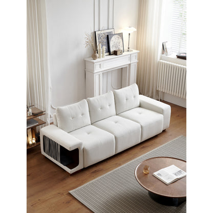 Divano a 3 posti rivestito in velluto 89 con nido per gatti, tessuto impermeabile e antigraffio