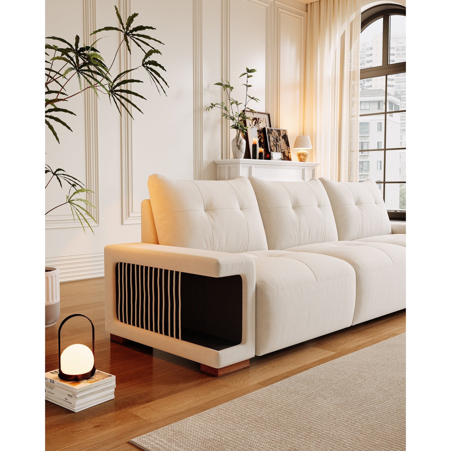 Divano a 3 posti rivestito in velluto 89 con nido per gatti, tessuto impermeabile e antigraffio