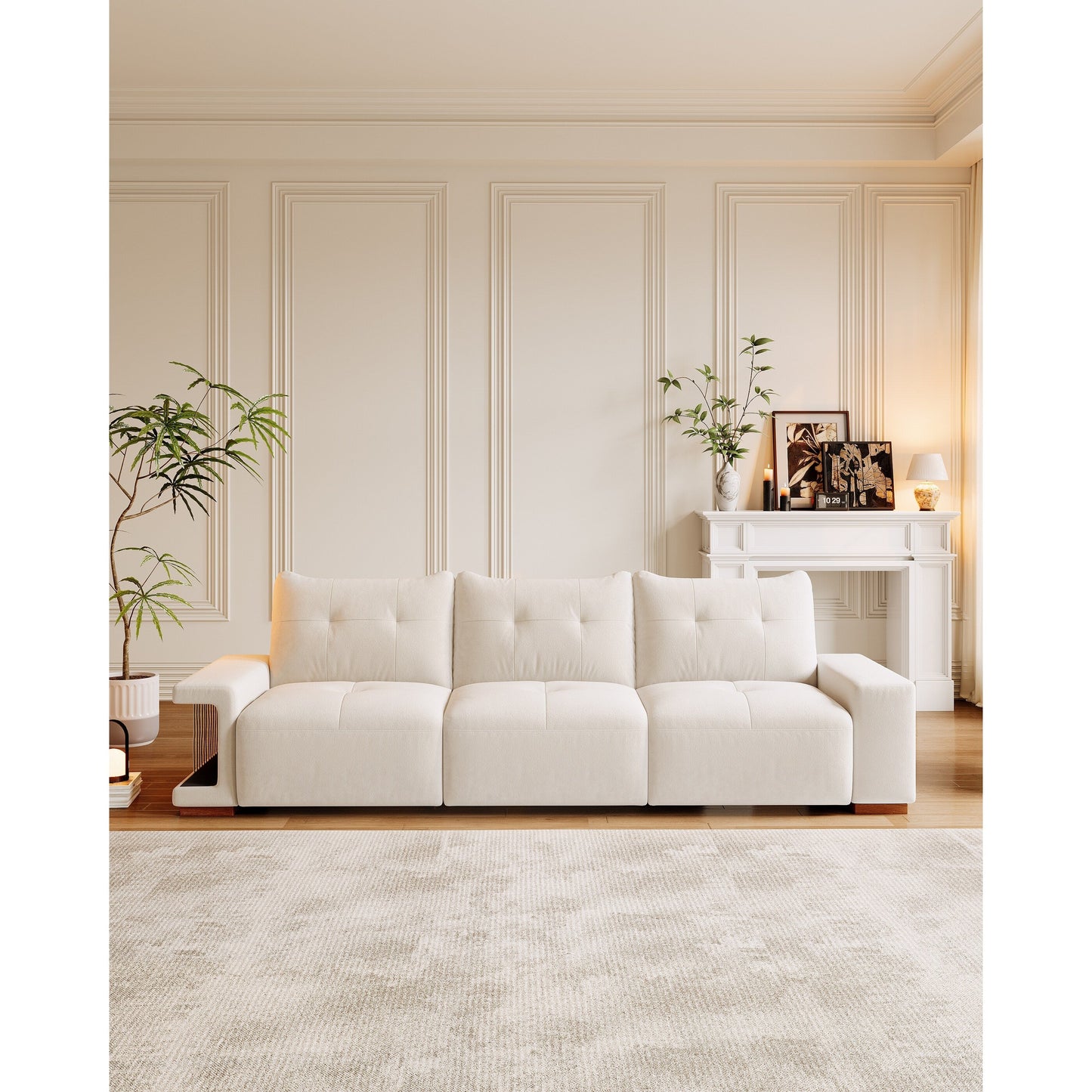 Divano a 3 posti rivestito in velluto 89 con nido per gatti, tessuto impermeabile e antigraffio